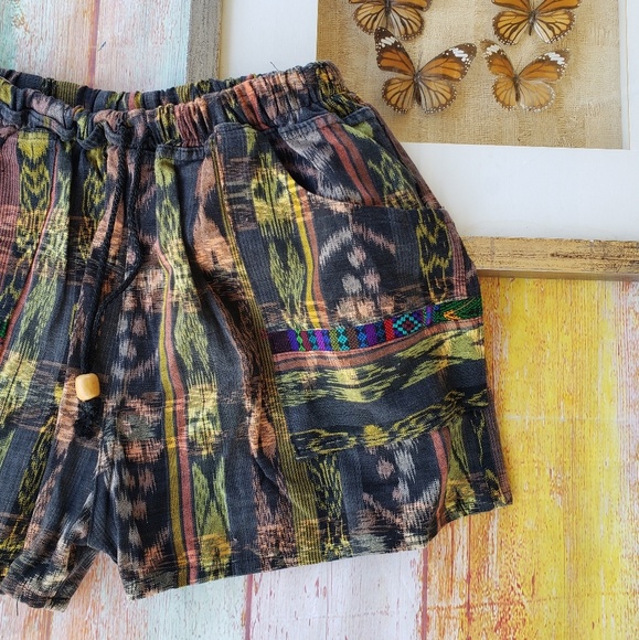 Conoz Handwoven Embroidered Boho Festival Shorts S - Picture 2 of 6